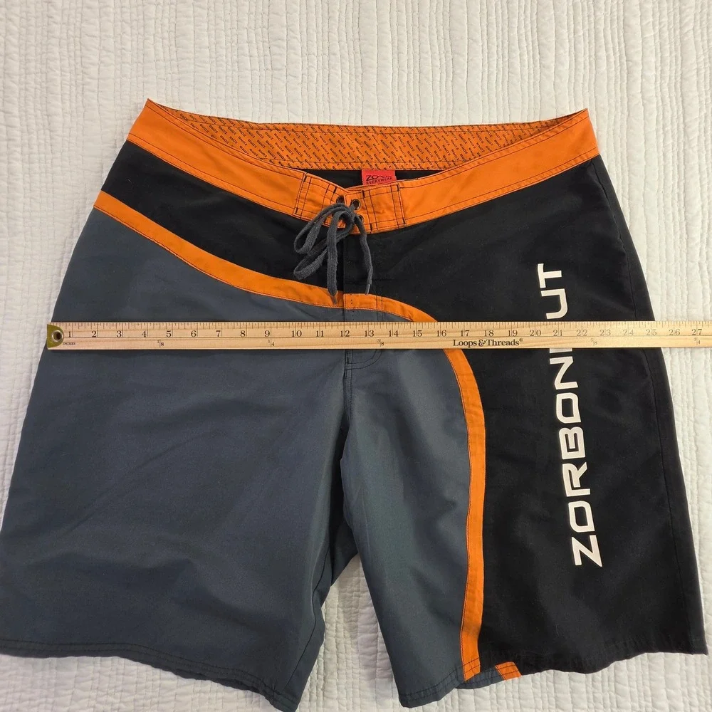 Zorbonaut Mens Board Shorts Swim Trunks Black Orange Grey Size XXL Surf Beach